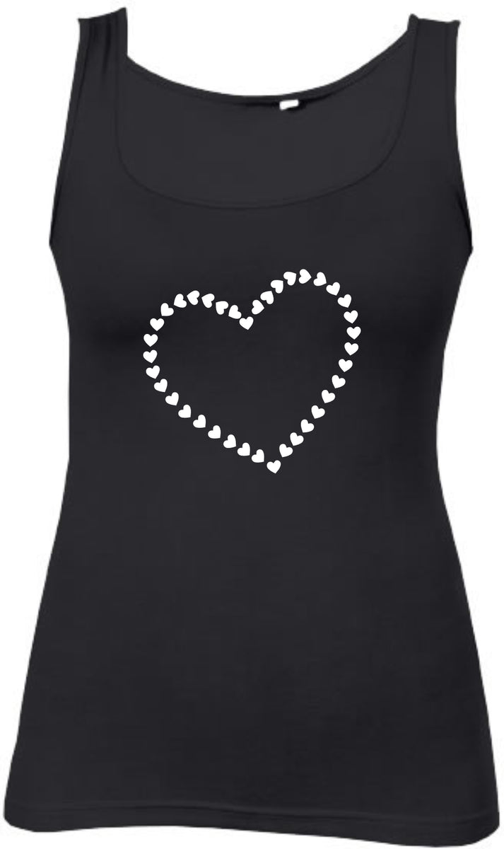aus bedruckt Herz schwarzem – Damen T-Shirt/Top auf Herzen Geschenke-Macher