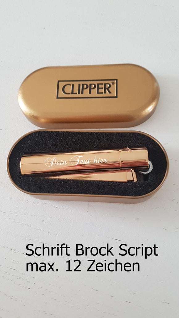 Clipper Rosegold Metall-Feuerzeug mit Gravur